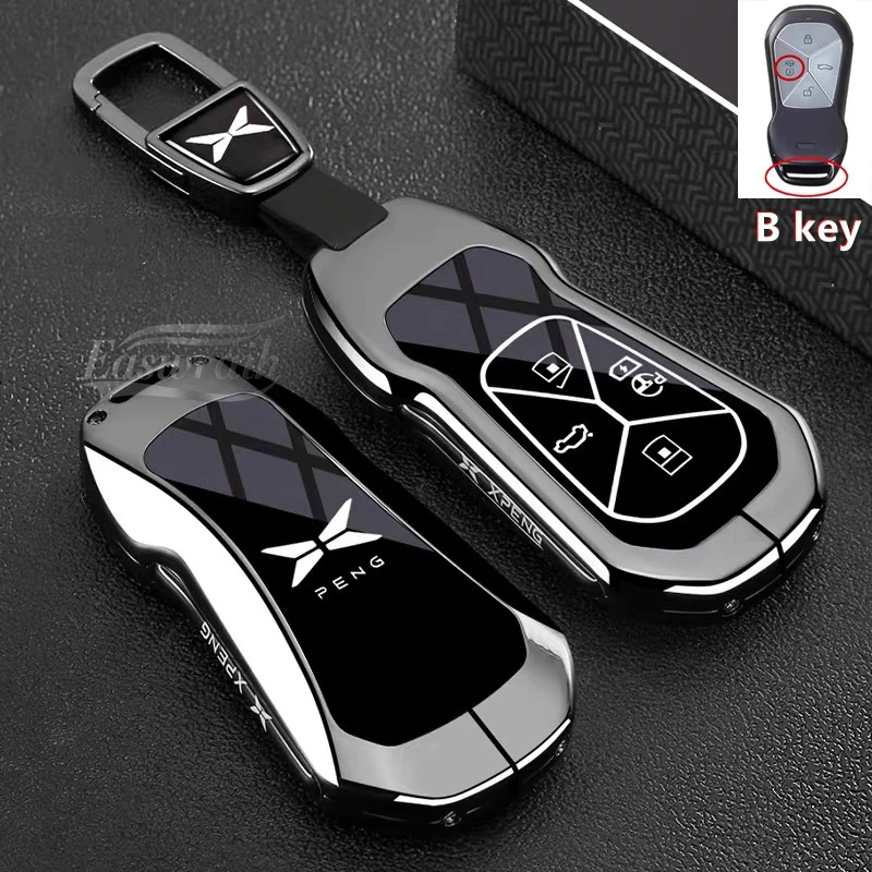 Image of Auto-Schlüsselhülle aus Zinklegierung und TPU mit Kette für Xpeng Xiaopeng G6 G9 P7 P7I G3 G3I P5 – Innenraum-Schlüsselschutz-Zubehör