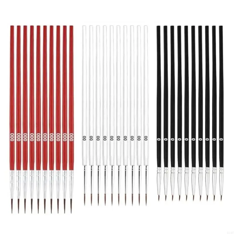 918C 30 Pieces 3 Size Fine Paint Brushes #0 #00 #000 Nylon Hair Painting Brush Tiny Detail Paint Brush Drawing Supplies