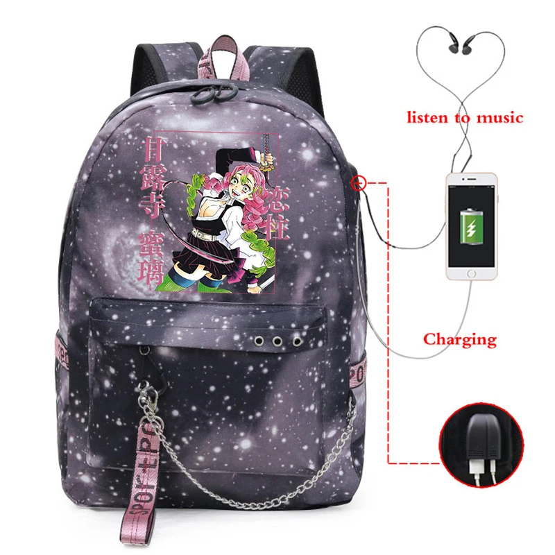 Demon Slayer Anime Travel Bags Female Multifunction Sports Bag Street Style Demon Slayer School College Student Laptop Backpack