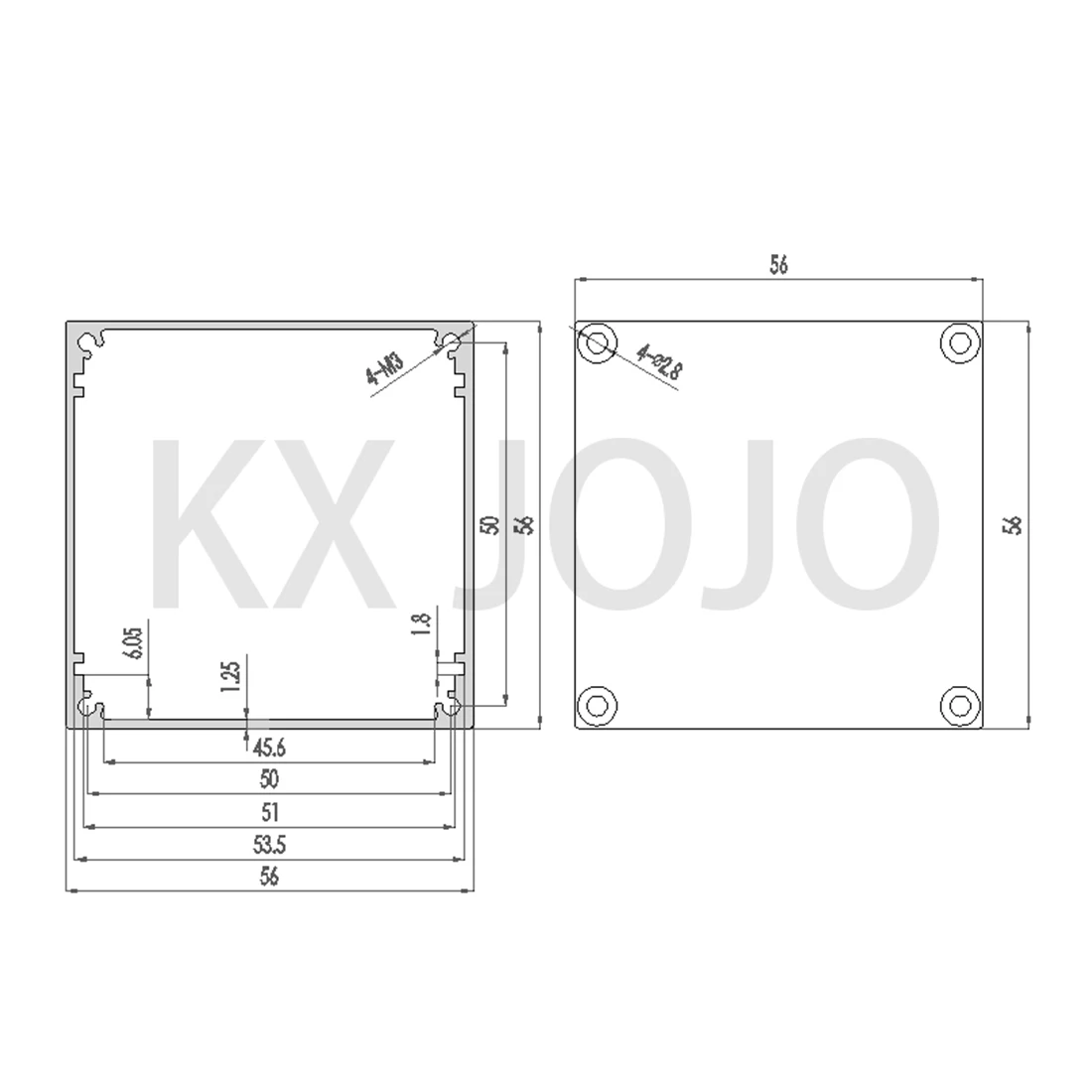 Caja de aluminio 56*56*80/100mm caja impermeable integrada caja plateada/negra caja electrónica DIY instrumento de carcasa de energía