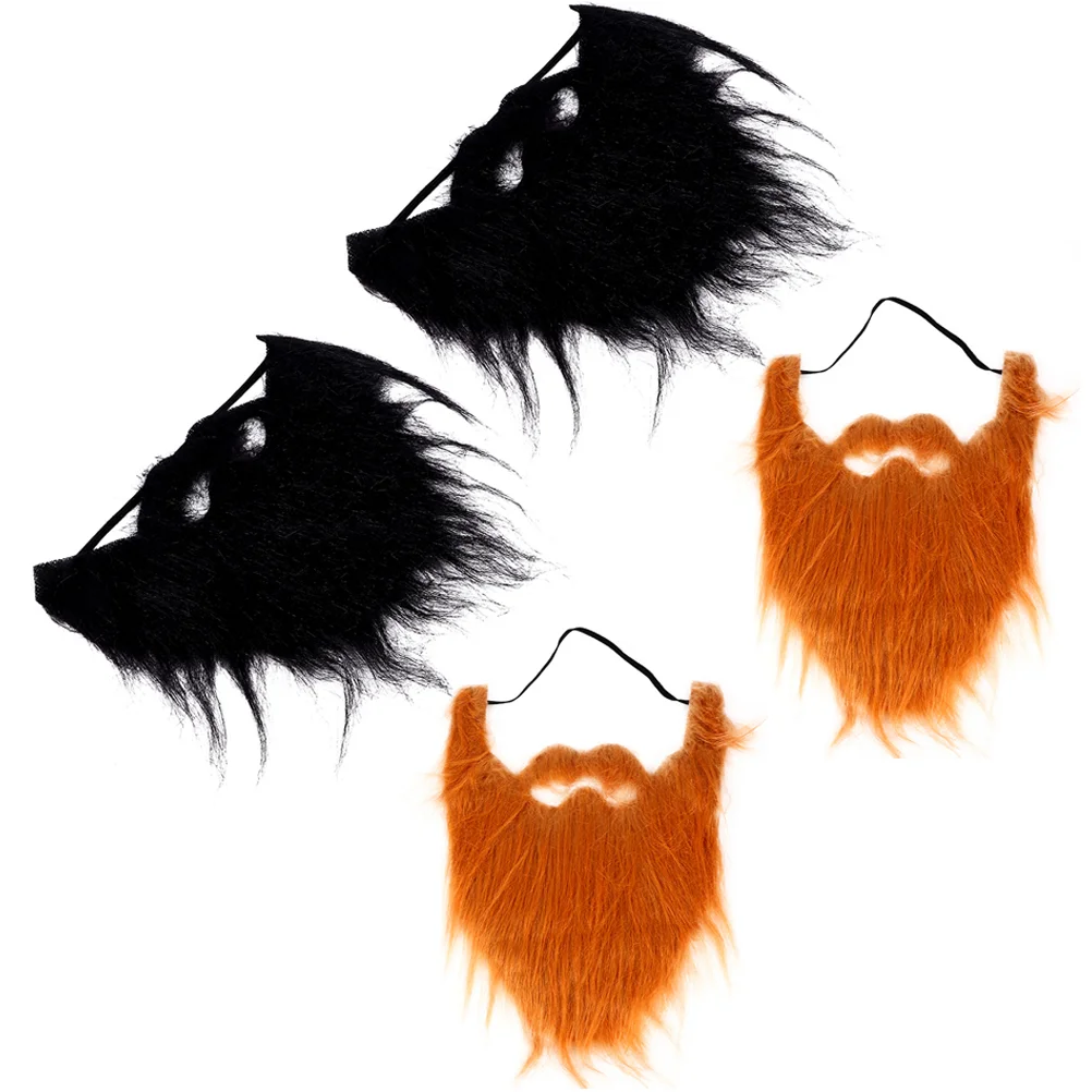 4PCS Halloween Christmas Party Fake Beard Cosplay Props Facial Whiskers Party False Beard Fake Mustache