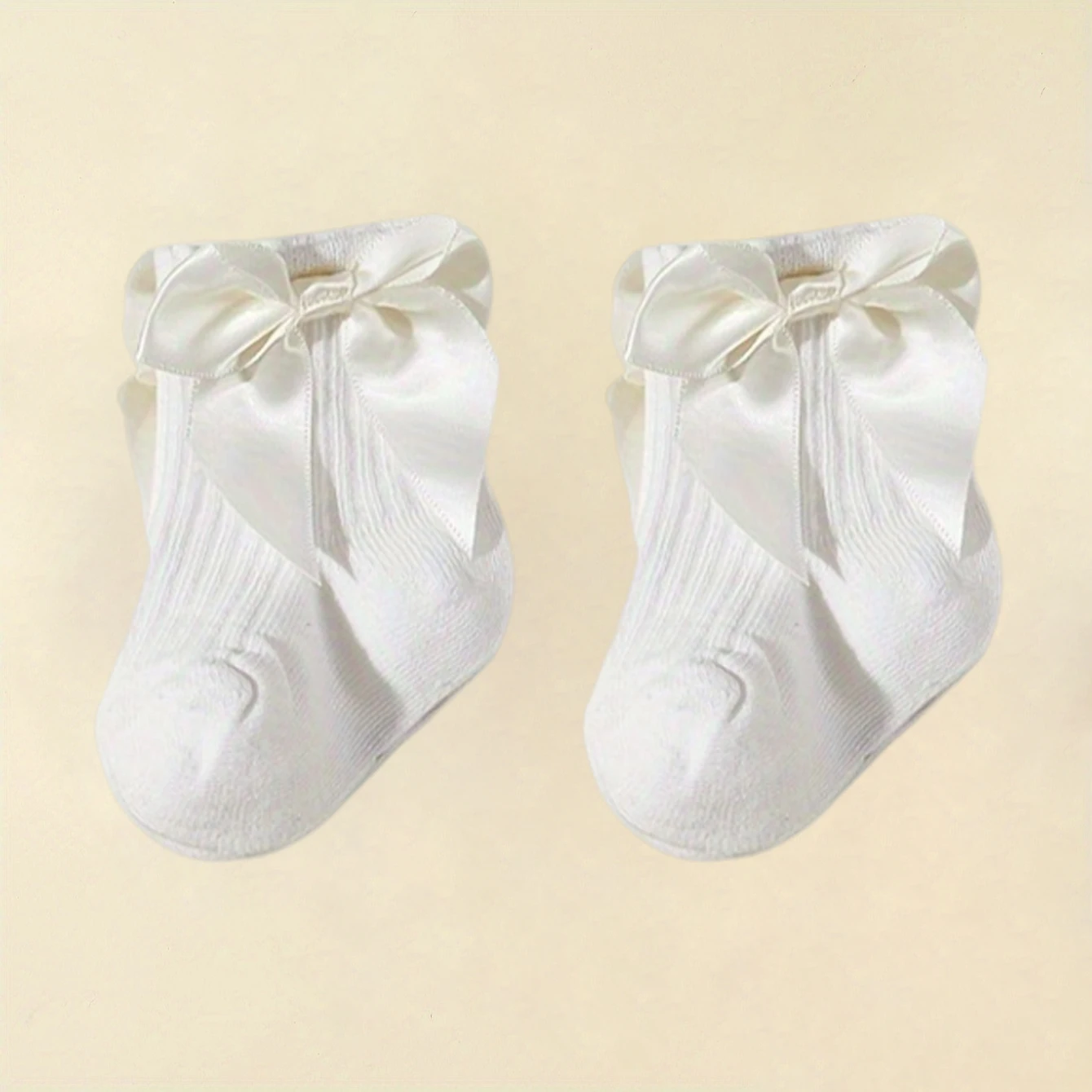 Baby Bow Middle Socks Spring and Autumn Girls Striped Short Socks Suitable for 0-6 Months, 6-12 Months