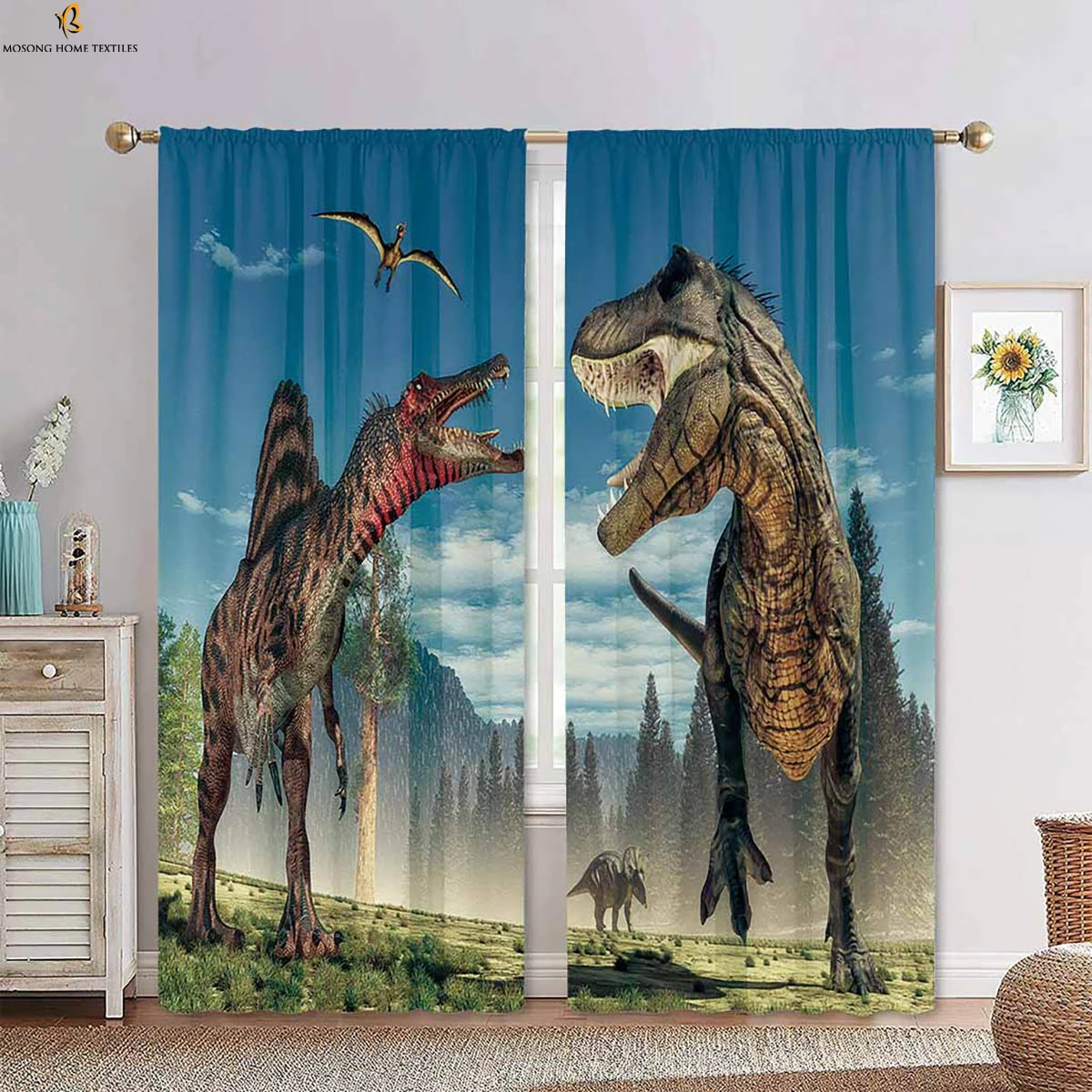 

Window Curtains Animal Dinosaur 3d Stereo Printing Curtains Bedroom Living Room Kitchen Children's Room Decorative Curtains