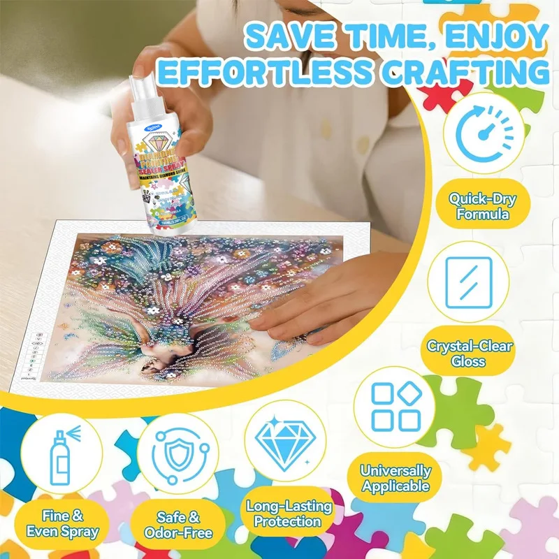 2-Pack Quick-Drying Diamond Painting Sealing Spray, Suitable for Fixing Diamond Art, DIY Instant Glue, No Brush Needed, Diamond Beads Dry Quickly, Permanent Fixation, Suitable for Amateurs and Artists, Easy to Use.