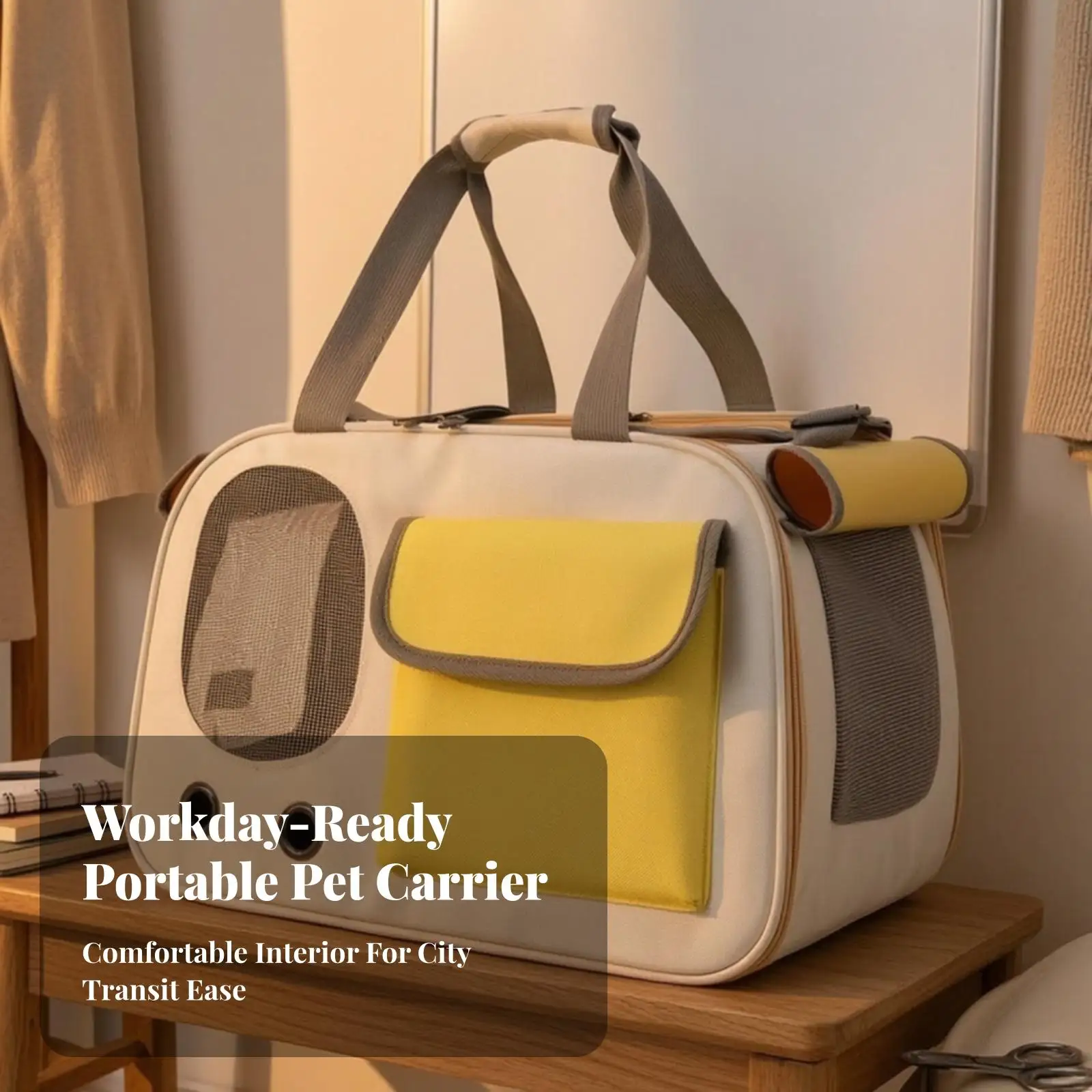 Durable Oxford Small Dog Carrier with Mesh Panels and Carrying Options for Walks and Visits