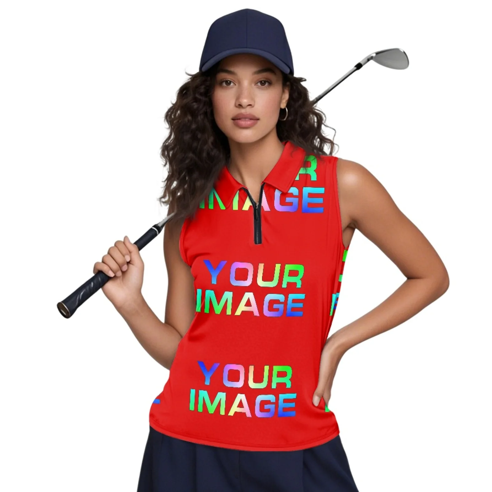 Women's Golf Shirt XS-XXL - Sleeveless Zipper Down Collar Athletic Tank Top for Workout Tennis Print on Demand