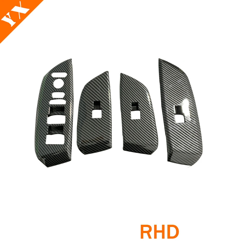 2022-2024 For Honda City Accessories Carbon Wood Grain Garnish Car Door Armrest Window Trim Glass Lift Switch Cover Decor Frame