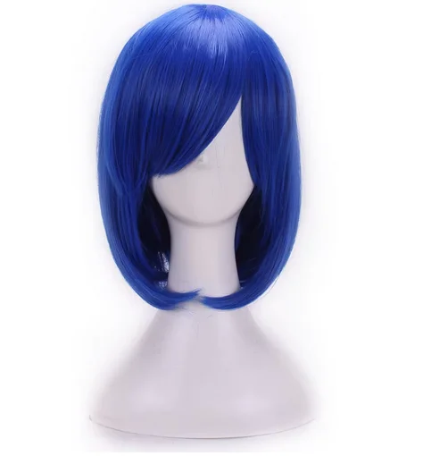 Vrouwen Kort Steil Haar Pruiken Vrouwen Synthetische 12 Inch Anime Cosplay Kostuum Feest Pruiken Donkerblauw