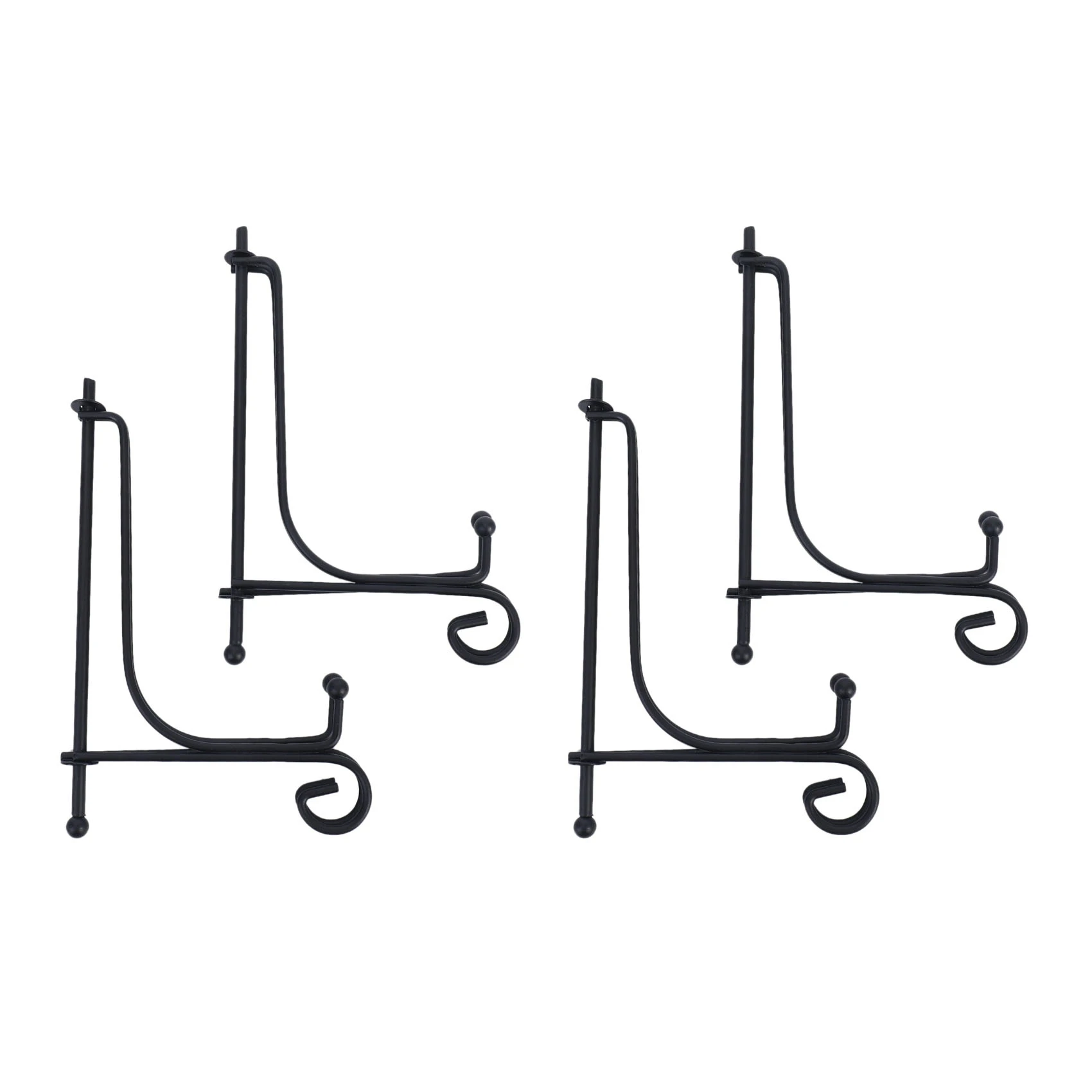 A69E(4 Pack)Iron Display Stand, Black Iron Easel Plate Display Photo Holder Stand, Displays Picture Frames, Cookbooks 5 Inch