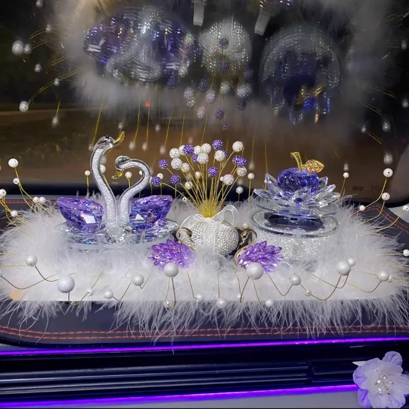 

Solar rotating apple swan car ornament car ornament car interior