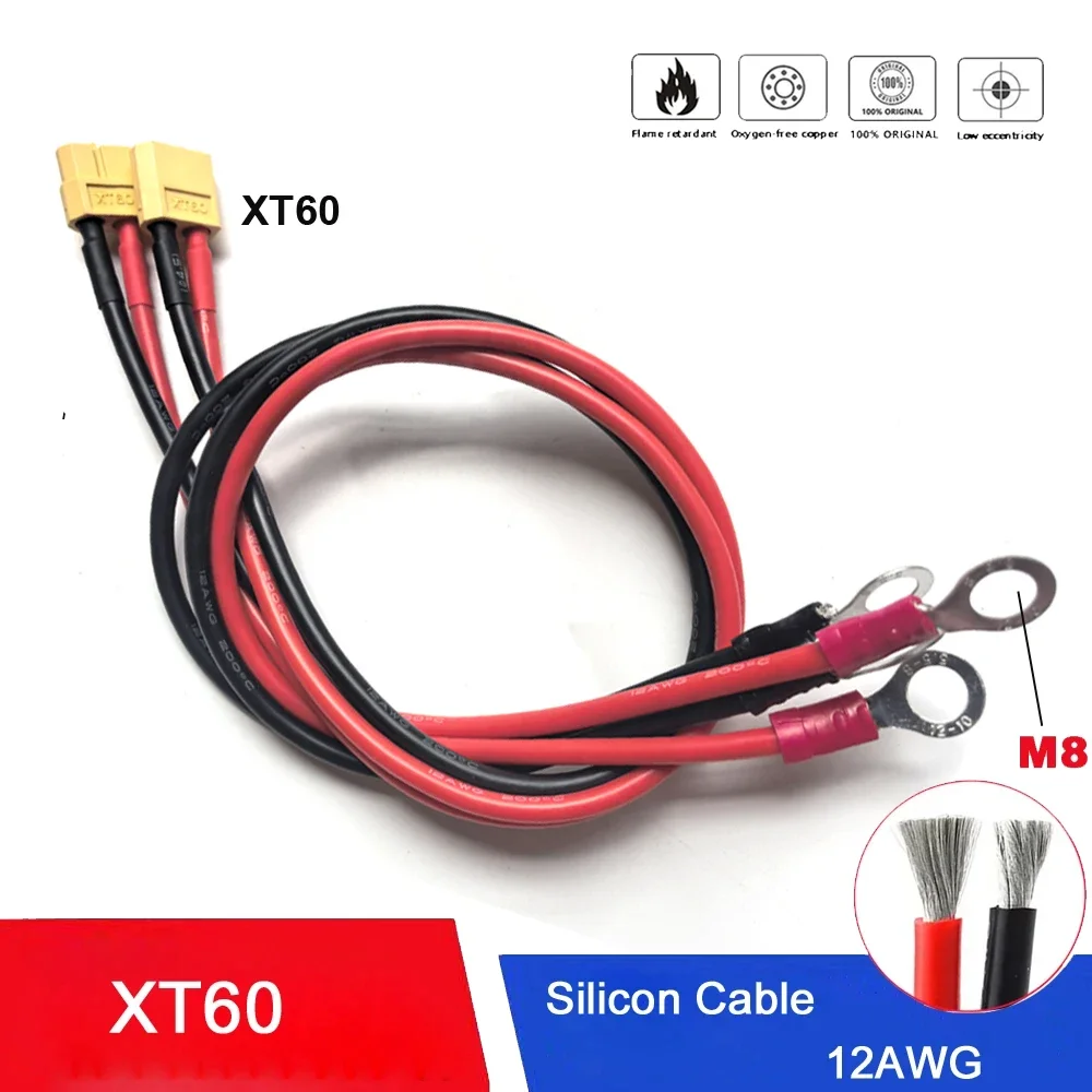 XT60 to M8 O Ring Eyelet Battery Terminals Plug Connector Cable 12AWG RC ESC Charger Side Power for RC Lipo Battery FPV Racing