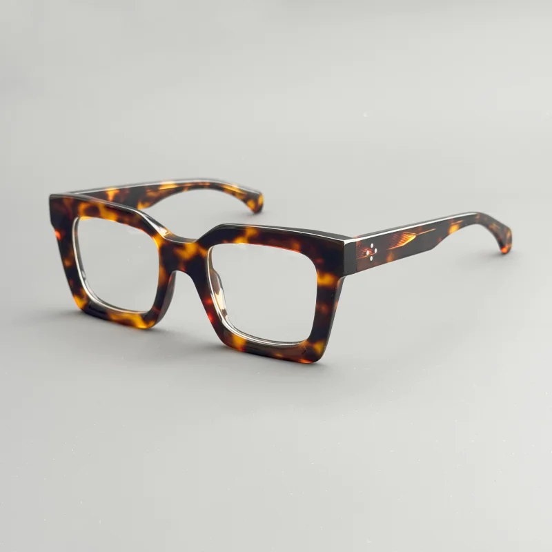 

Оправа для очков из толстого ацетатного волокна в стиле ретро для мужчин и женщин, квадратная оптическая оправа для очков, цвет леопардового принта, глад по рецепту