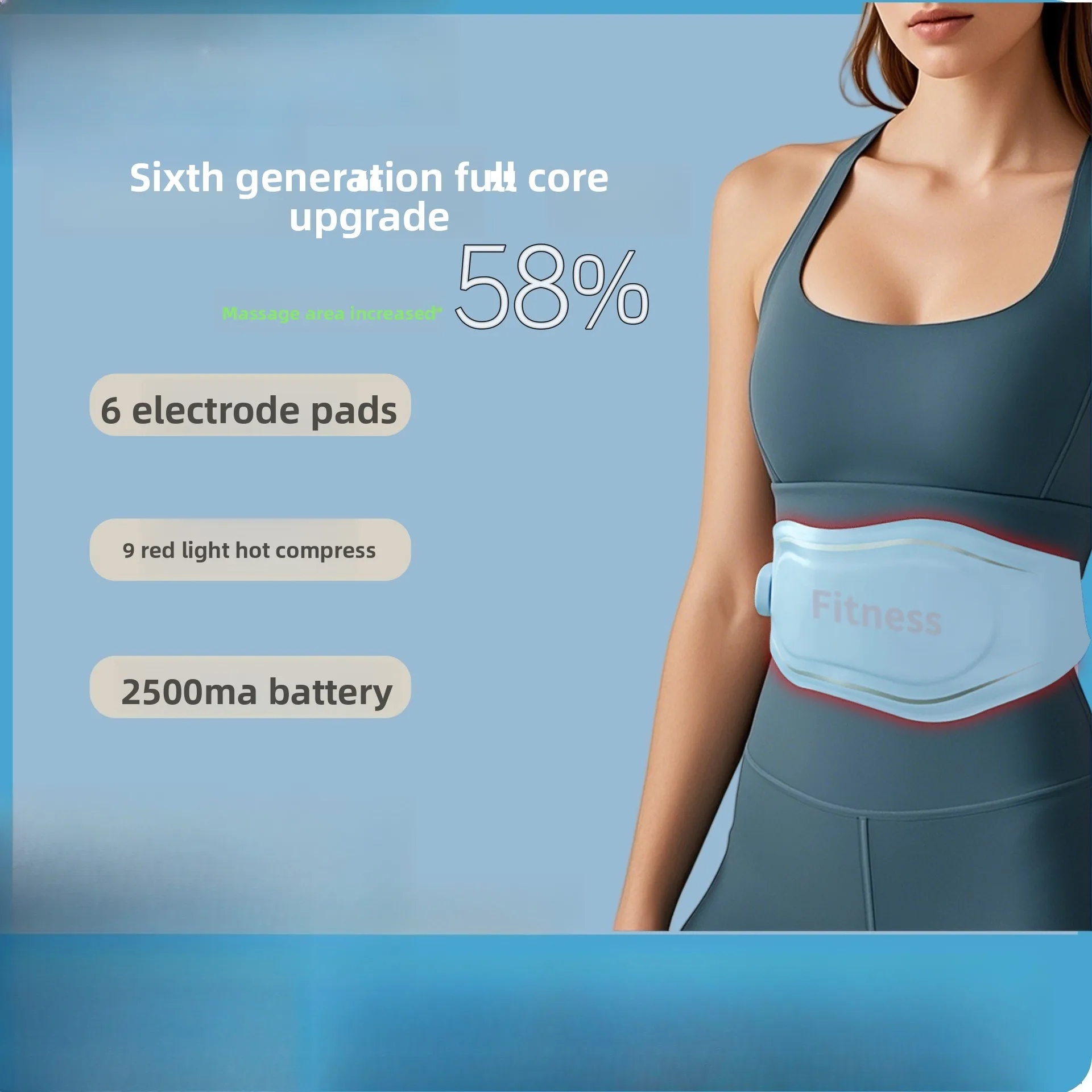 

Ems Red Light Hot Compress Massage Belt 2500 MAh Micro-current Red Light Fat Reduction Shaping Waist Protection Easy To Clean