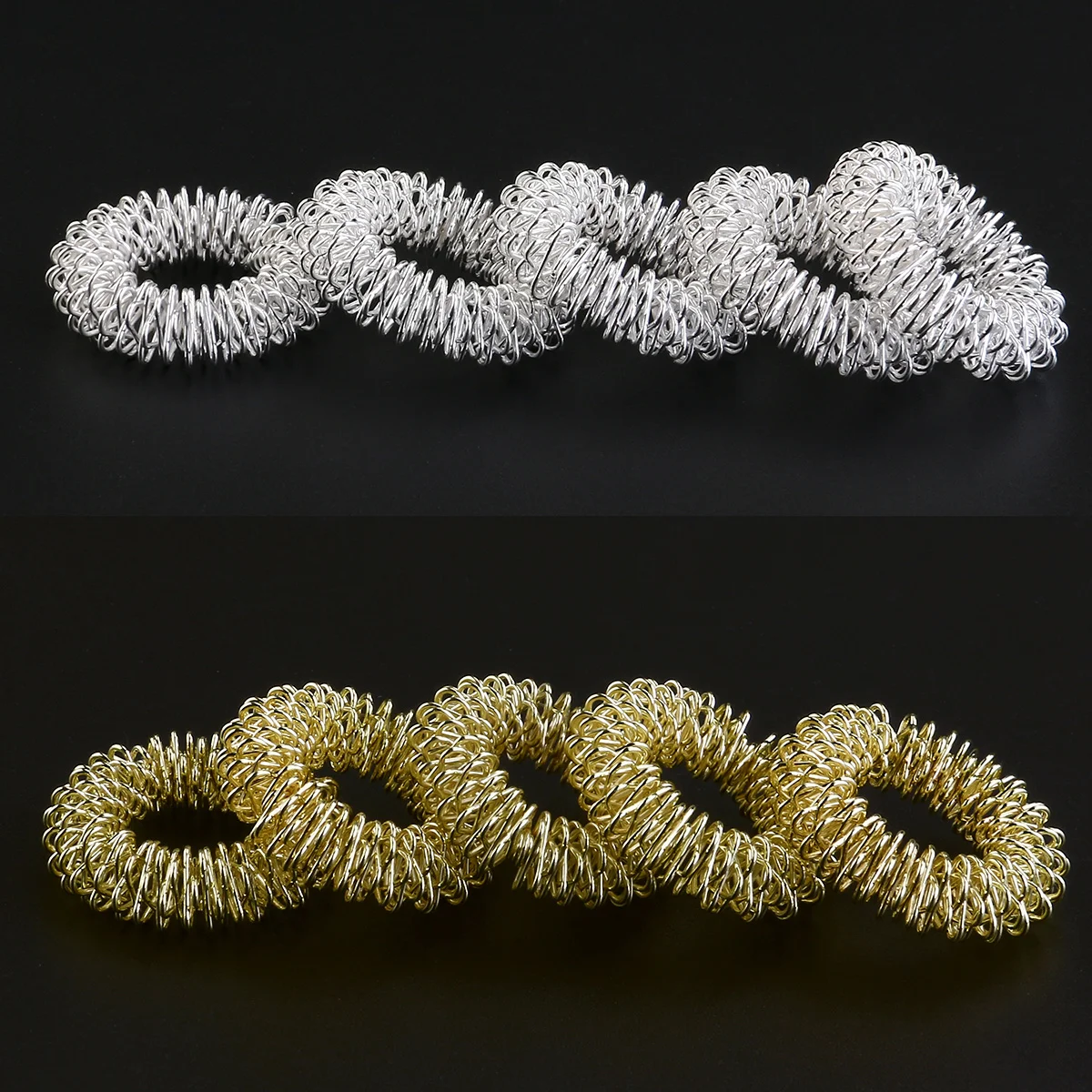 

10Pcs Finger Acupressure Massage Rings Stainless Steel Random Color Enhance Energy Concentration Relieve Finger Tiredness