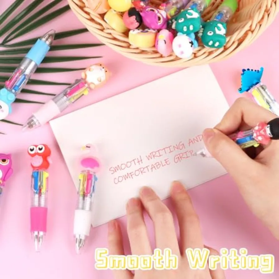 18 قطعة أقلام متعددة صغيرة في واحد أقلام حبر جاف كرتونية السائبة لطيف قابل للسحب حفلة لصالح الكتابة القلم لمكتب عيد ميلاد عيد الحب