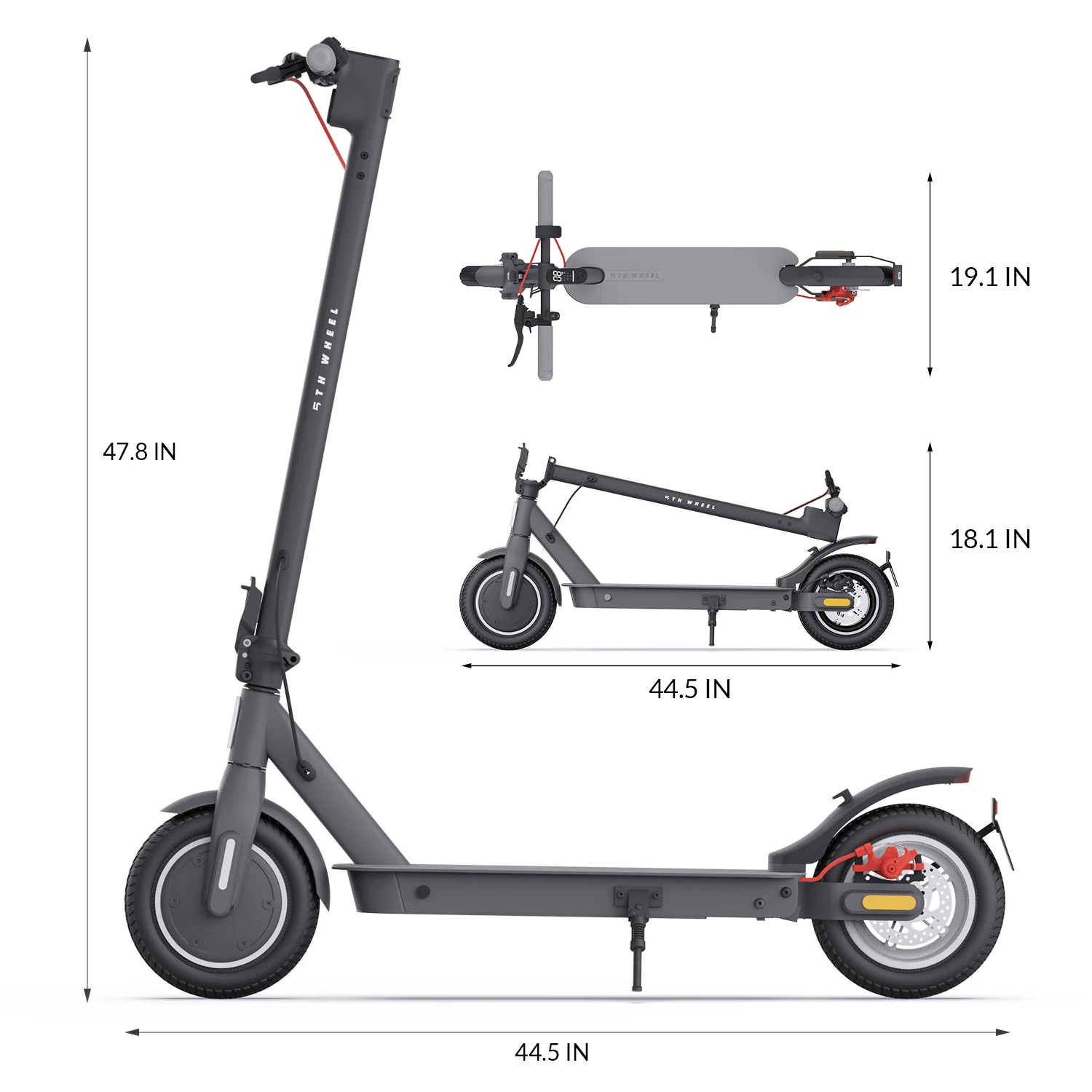 Image of 5TH WHEEL App-verbundener E-Scooter für Erwachsene, 10" Wabenreifen, 500W Spitzenmotor 25km/h, 32-35km Reichweite, Doppelte Scheibenbremse, LED-Armaturenbrett, Urbaner Pendler-Scooter