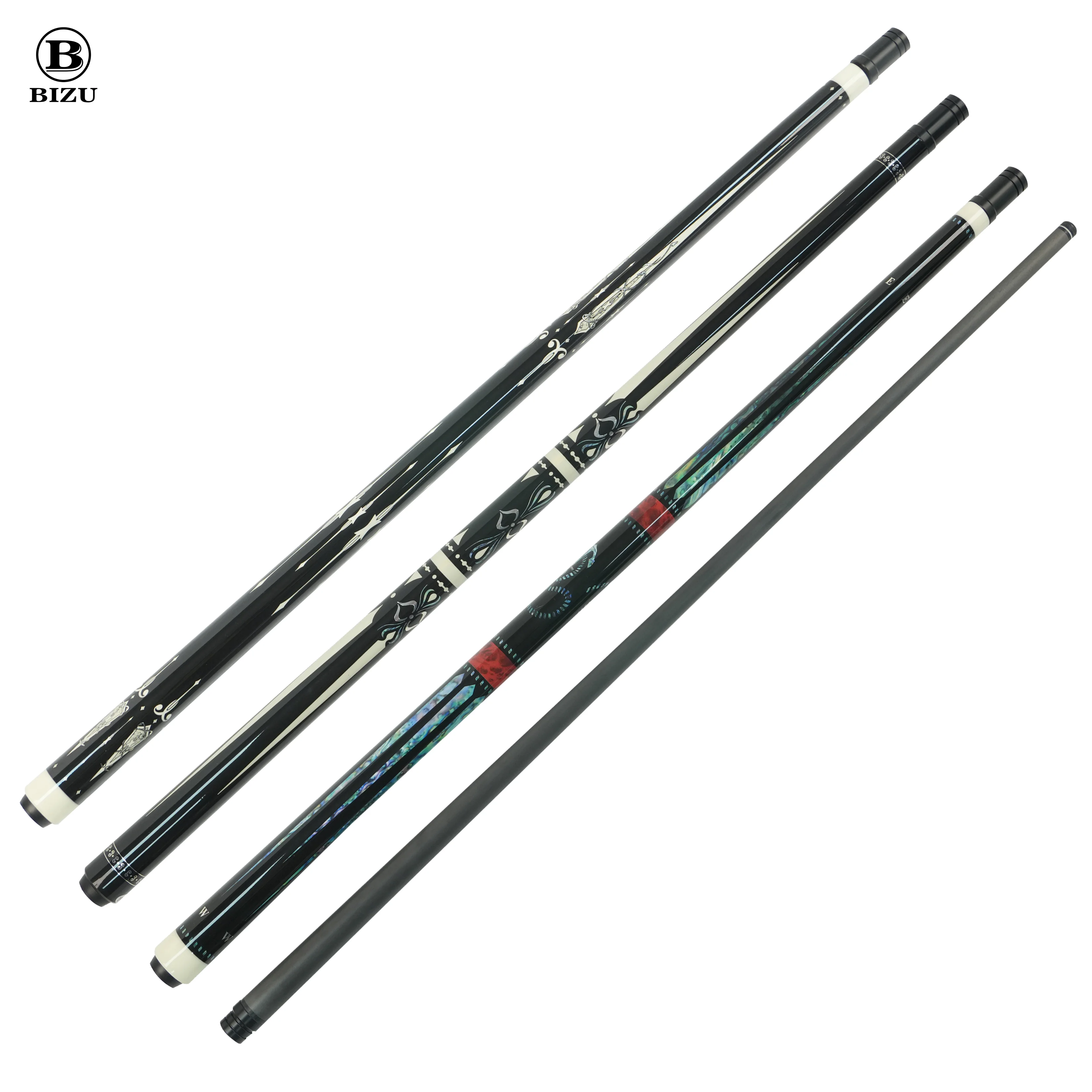 

BIZU Carbon Fiber Black Tech Nine-Ball Pool Cue 12.5mm Tip Billiard Cue for Enhanced Performance