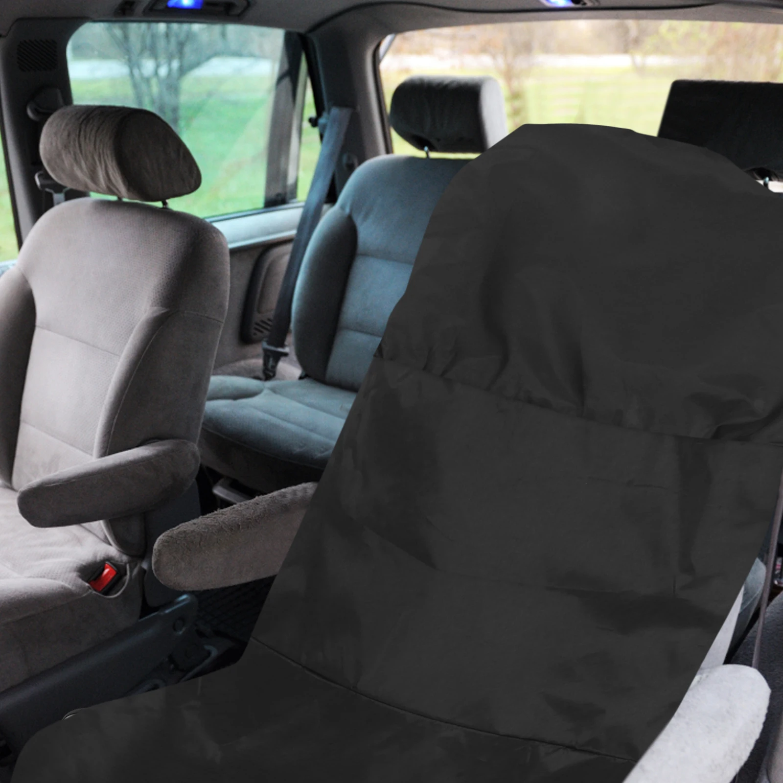 

2Pcs Car Seat Covers Heavy Duty Polyester Oil Resistant Universal Seat Protectors Black Red Rear Seats Automotive Interior