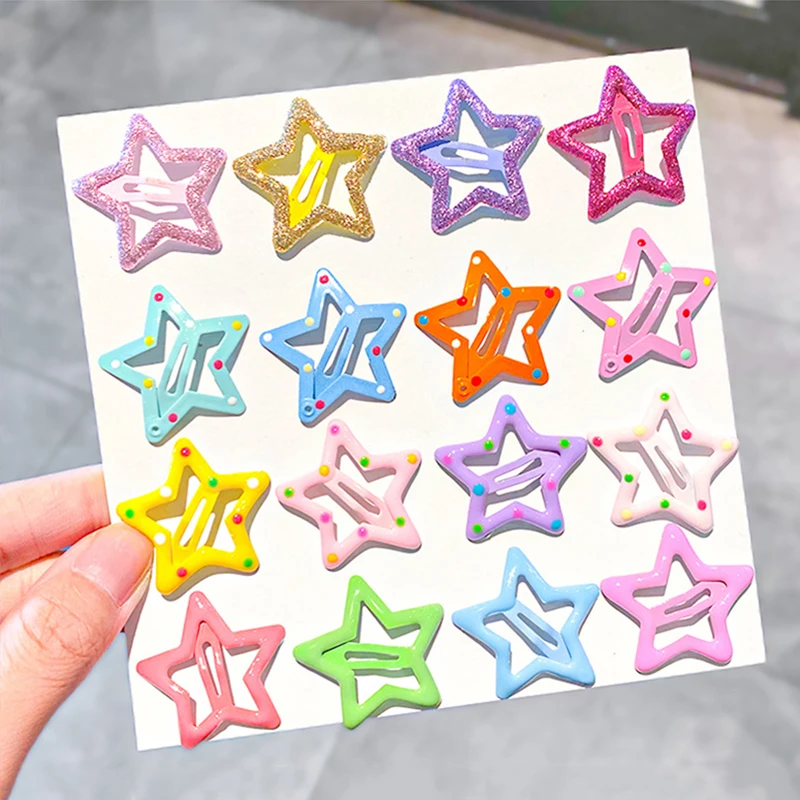 10/12/20pcs/set Girls Colorful Dots Hairpins Children Sweet Candy Star Hair Clips Barrettes Bb Clip Hair Cute Accessories New