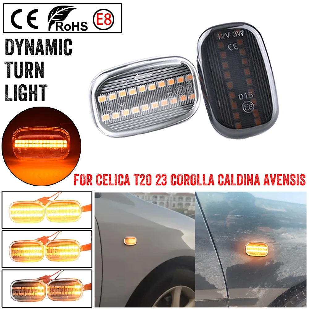 For Toyota Avensis Verso Carina Celina Corolla Camry Caldina Harrier Hilux Ipsum Led Dynamic Side Marker Signal Indicator Lights