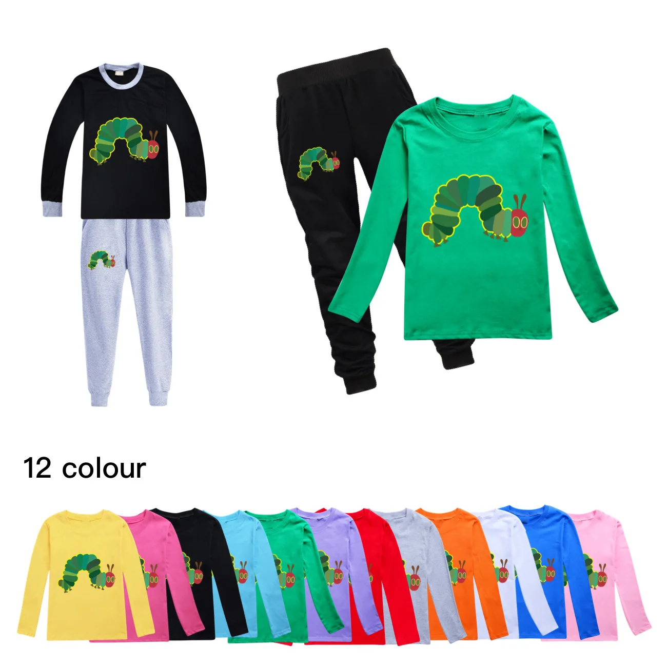 Autumn New world book day Caterpillar T-Shirt Kids Sport Long Sleeve Cartoon Boys Clothing Girls Tees O-Neck Cotton  Tops 4207