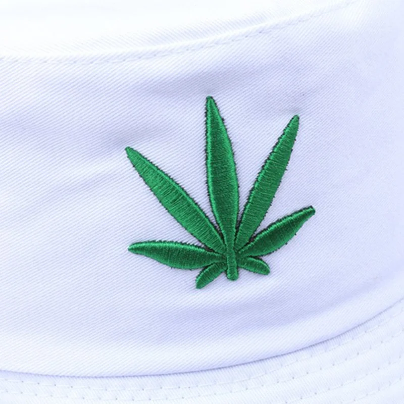 Maple Leaf Bucket Hat Hip Hop Casual Panama Hats Embroider Printed Cotton Men Women Summer Casual Wide Brim Sun Cap Unisex