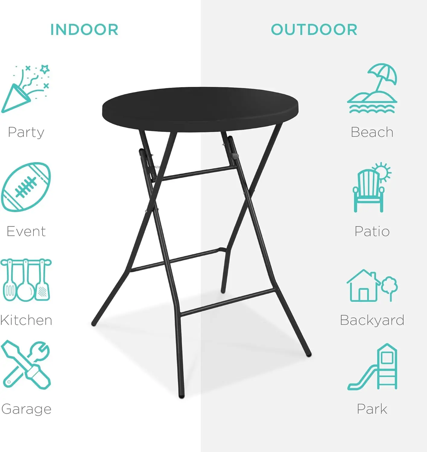 Best Choice Products 32In Bar Height Folding Table, Round Indoor Outdoor Accessory For Patio, Backyard, Dining Room, Events