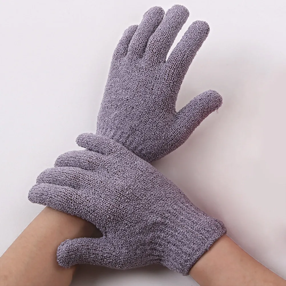 

5Pairs Exfoliating Scrub Gloves for Shower Body Spa Polyester Bath Gloves Easy Wash Machine Washable Quick Dry Stretchy One Size