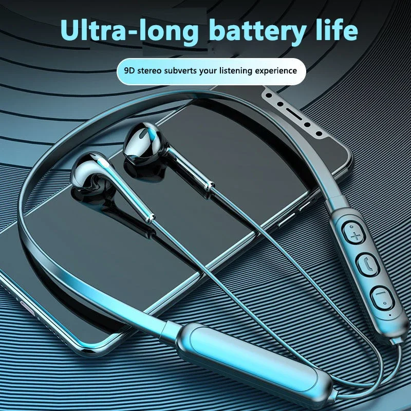 Neck Wireless Bluetooth Earphones TWS 9D Stereo Surround Headphone Magnetic Sport Neckband Headset Neck-hanging Earbuds with Mic view 2