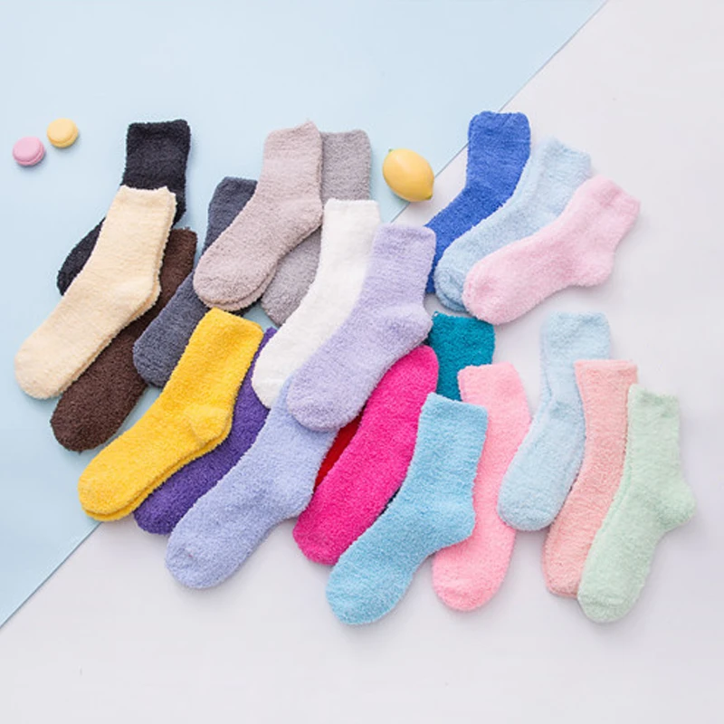 Socks Women Fluffy Coral Velvet Thick Warm Winter Socks Girls Indoor Floor Towel Sock Breathable Woman Cute Sokken Medias