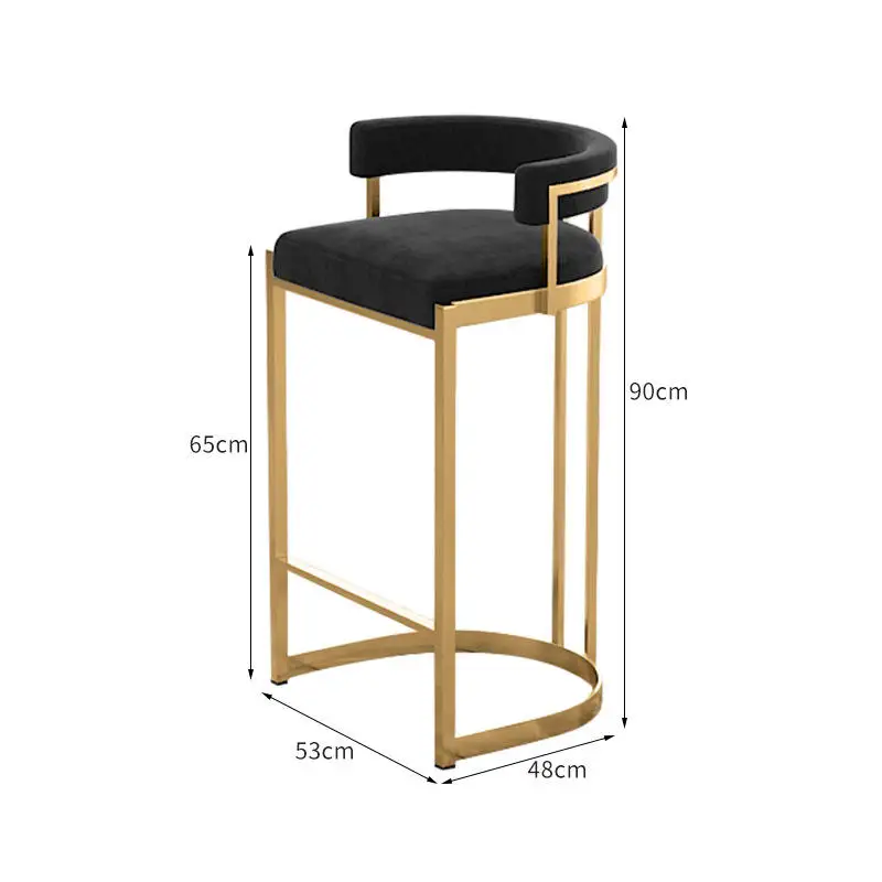 Moderno café restaurante ocio Metal terciopelo tapizado cojín reposabrazos altura de mostrador taburetes de Bar silla