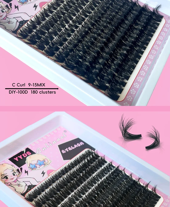10 Reihen, 200 Cluster mit 3D-Wimpern, Make-up-Wimpern, natürliche und flauschige Wimpern, persönliche, leicht zu entblättende Wimpern, 9–15 mm – Detail 9