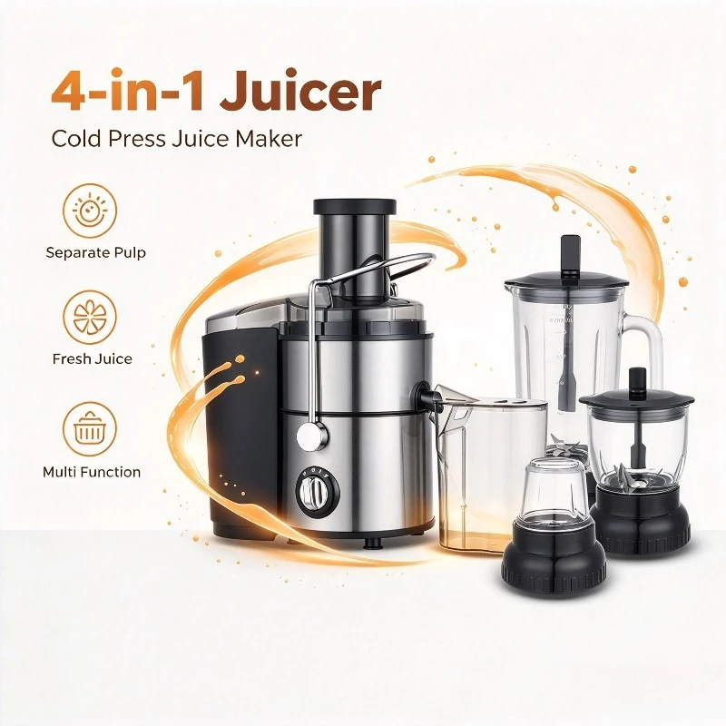 4 in 1 Juice Separation Slow Juicer Multifunctional Fresh Fruit Juice Extractor Electric Blender for Household Use