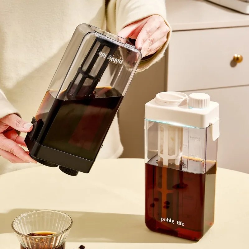 Cold Brew Coffee Pitcher Leak Proof Iced Tea Maker Bottle Scale Container for Fridge Portable Water Jug Fruit Tea Pitcher
