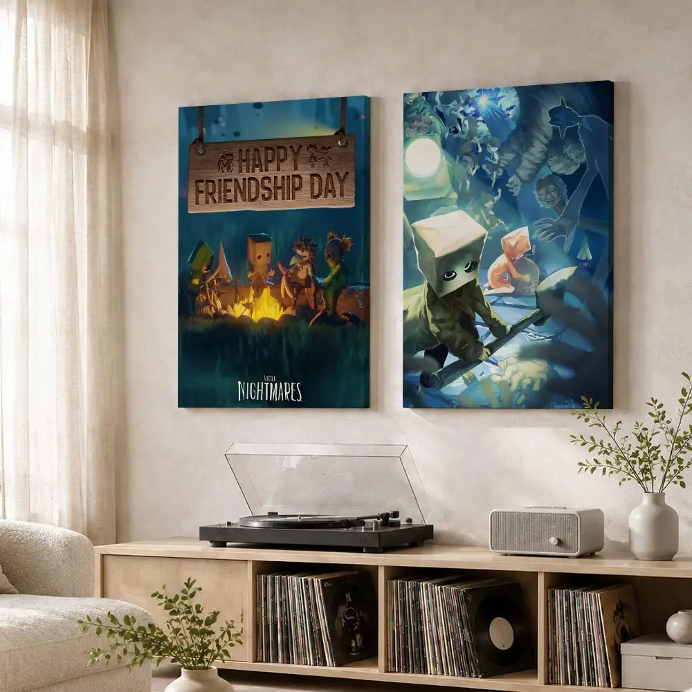 GAME Anime L-Little Nightmares Framed Wall Painting Wood Framed Wall Art Print For Bedroom Living Room Hallway Office Home Decor