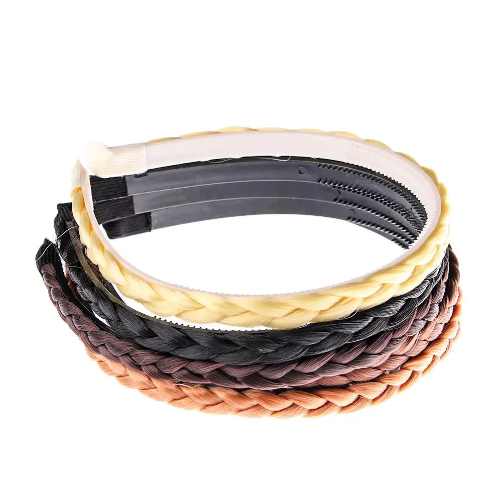 

Fashion Vintage Headwear Elastic Hair Accessories Women Twisted Wig Headband Hair Bands Braided Headband Synthetic Wig
