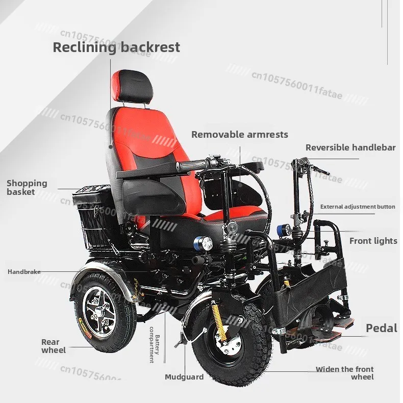 4-Wheel Heavy Duty Mobility Scooter， Chair with Padded Seat & Basket， for Indoor Outdoor Use By Elderly and Disabled Adults