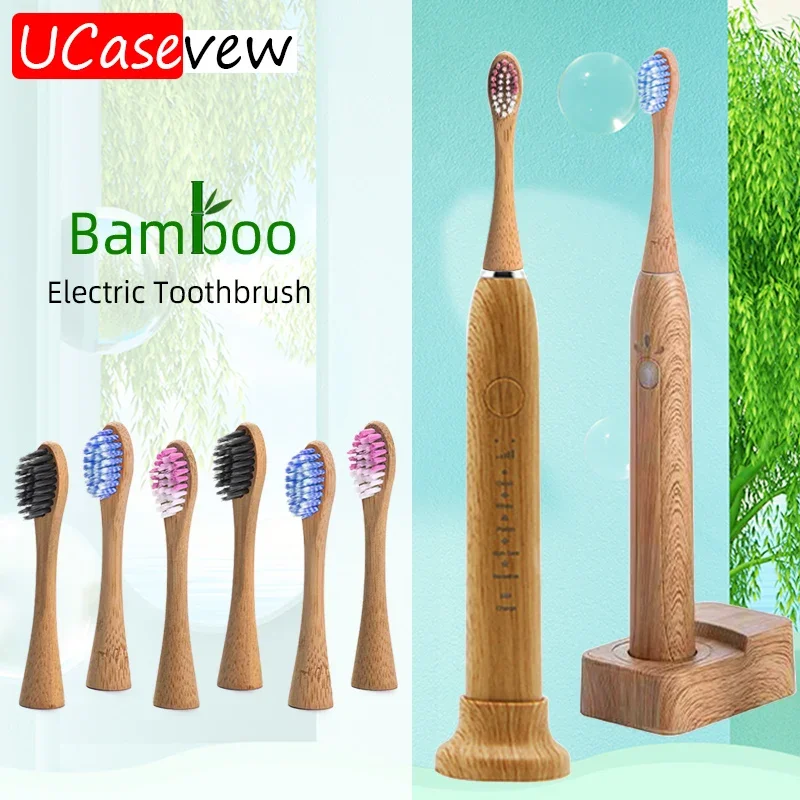 

Wireless Bamboo Sonic Electric Toothbrush IPX7 Smart Tooth Brush Oral Hygiene Clean Rechargeable Waterproof Toothbrushes Head