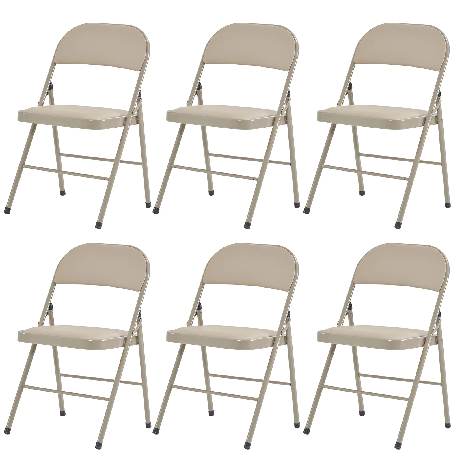 

[Flash Sale]6pcs / 4pcs Elegant Foldable Iron & PVC Chairs for Convention & Exhibition Light Brown[US-Stock]