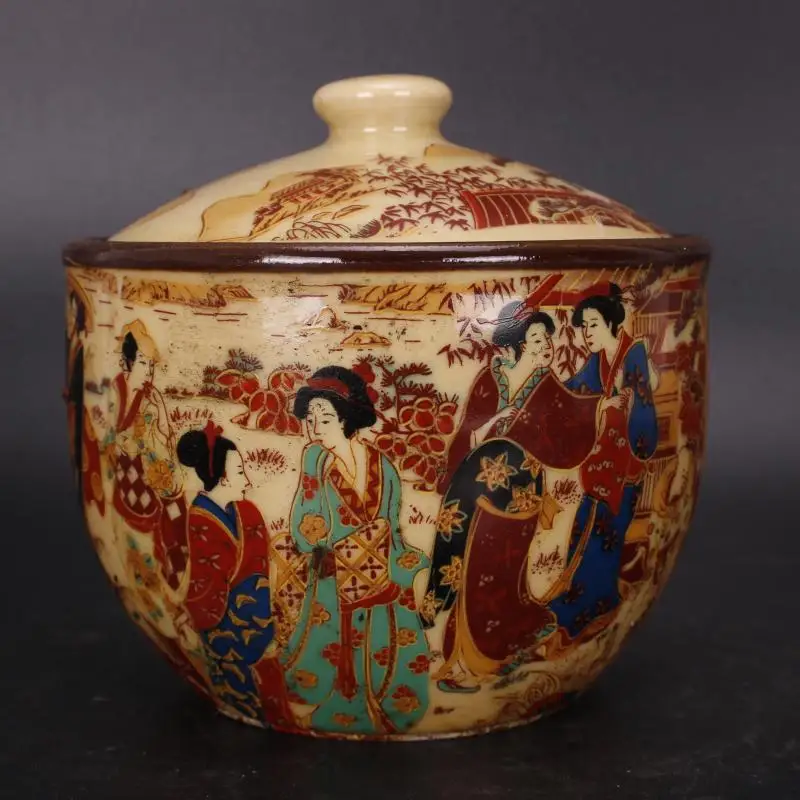 Qing Dynasty Qianlong Pink Painting, Exotic Character, Maid, Tea Jar, Sugar Jar, Kitchen Supplies, Ceramic Antique Collection