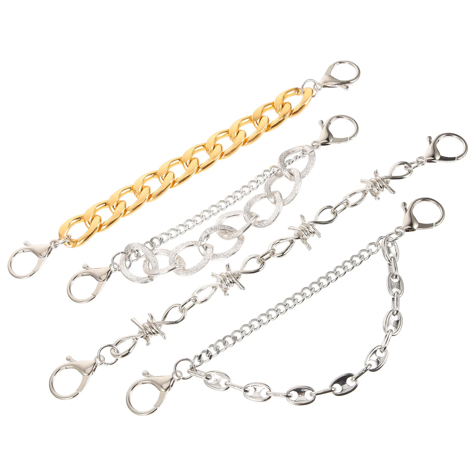 

4 Pcs Shoe Chain Decoration Chains for Men Detachable Punk Charm Titanium Steel Sturdy Metal S Accessories