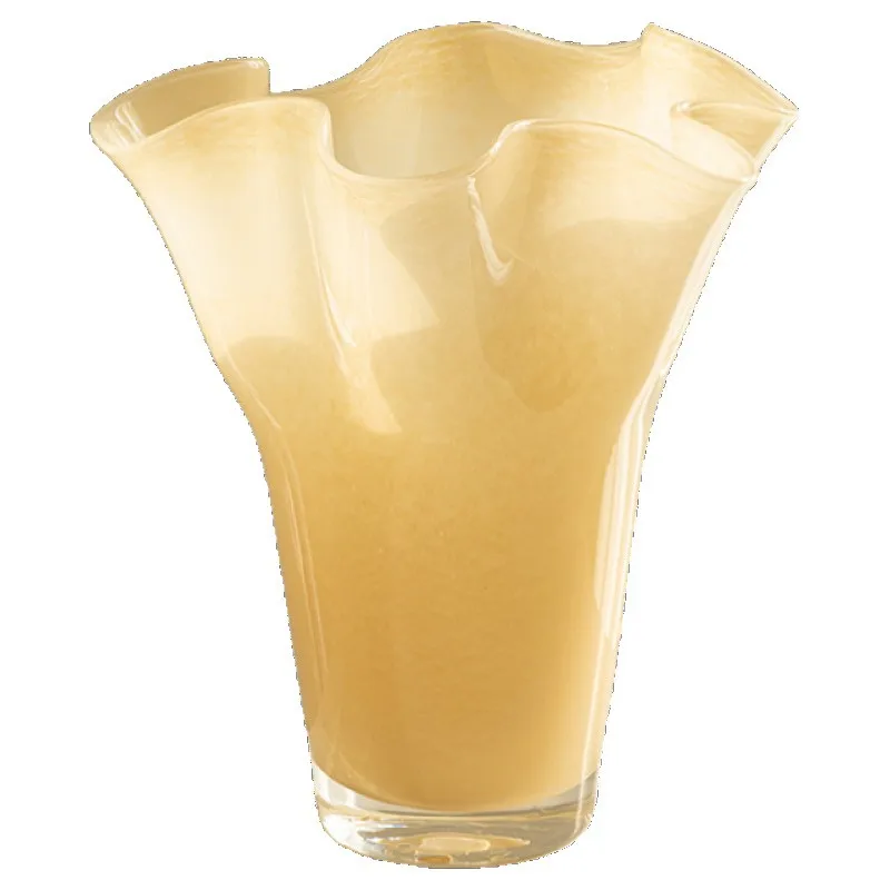 Creative pleats handmade wavy mouth cabbage glass vase home soft countertop hydroponic fruit plate ornament
