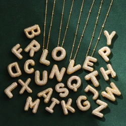New Luxury Zircon Crystal 26 English Letters Stainless Steel Necklaces For Women Trendy Female Choker Chain Jewelry Wholesale