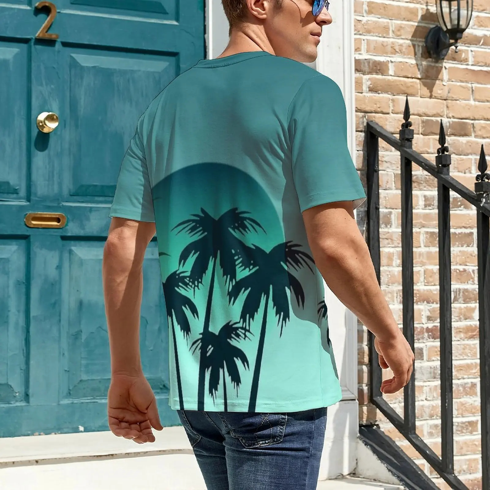 Summer T-Shirt Miami Vibes Palm Tree Sunset T-Shirts  Streetwear Harajuku Tee Shirt For Men Short Sleeve Graphic Plus Size Tops