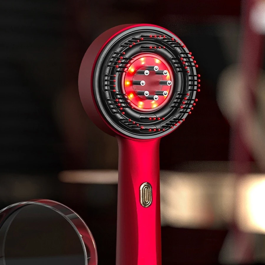 1 قطعة مدلك الرأس الاهتزاز تدليك مشط العلاج بالضوء الأحمر نمو الشعر تدليك فروة الرأس فرشاة مكافحة تساقط الشعر السائل النفط العناية بالشعر