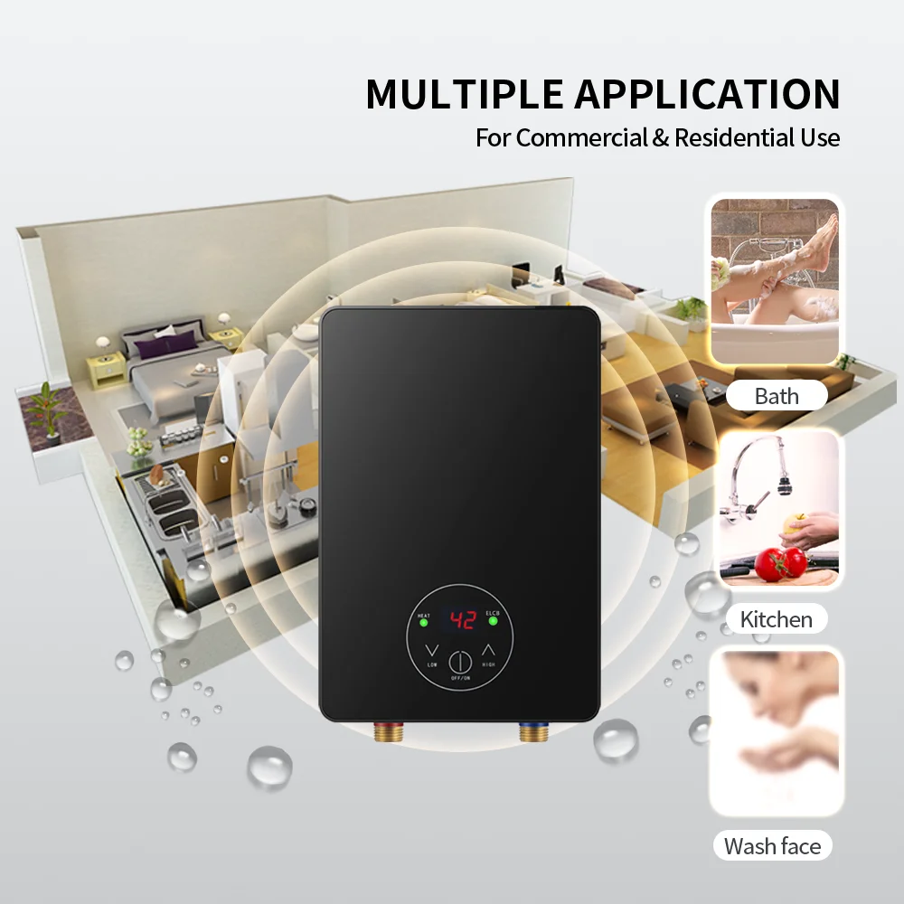 Hot Cheap 5500W Electric Water Heater 220V for Kitchen Bathroom Shower for Household Use Durable Plastic