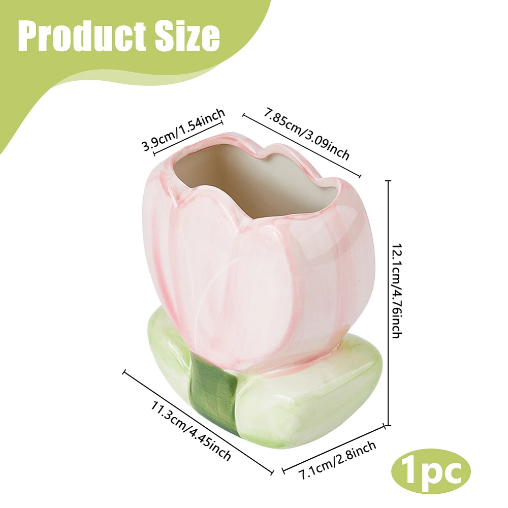 1Pc Ceramic Pen Holder Tulip Pencil Holders Cute Make Up Brush Holder Cosmetic Brushes Storage Flower Pen Storage Organizer