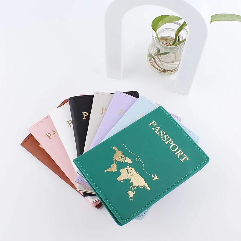 

Fashion Travel Passport Holder World Map Travel Passport Cover Document Bag Pu Leather Document Credit Card Case Wedding Gifts