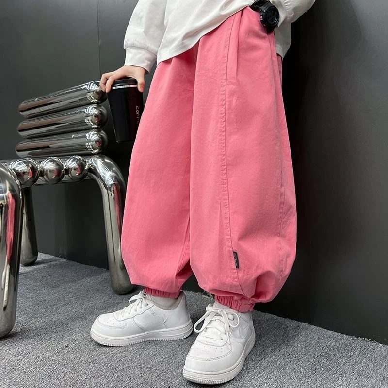 New Fashion Kids Harem Pants Boys Girls Spring Summer Thin Loose Middle Children Ages 6-12 Pink Lantern Pants Casual Clothing
