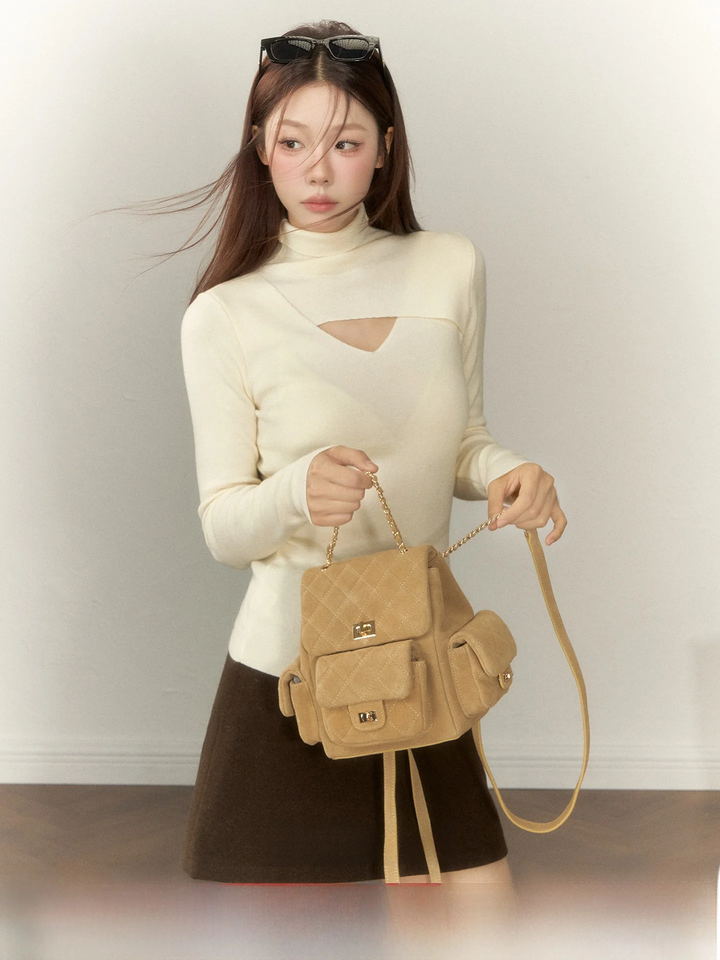 

Women's High Collar Long Sve Knitted Sweater Slim Fit Autumn Winter New Sle Pear Color Beautiful And Attractive Top